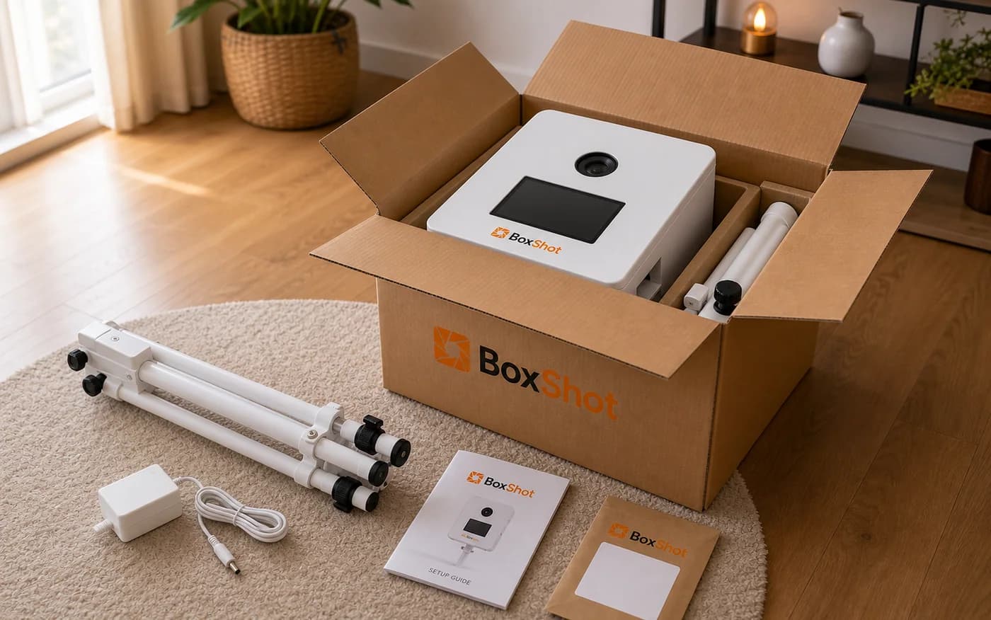 Versandkarton mit BoxShot Fotobox und Zubehör