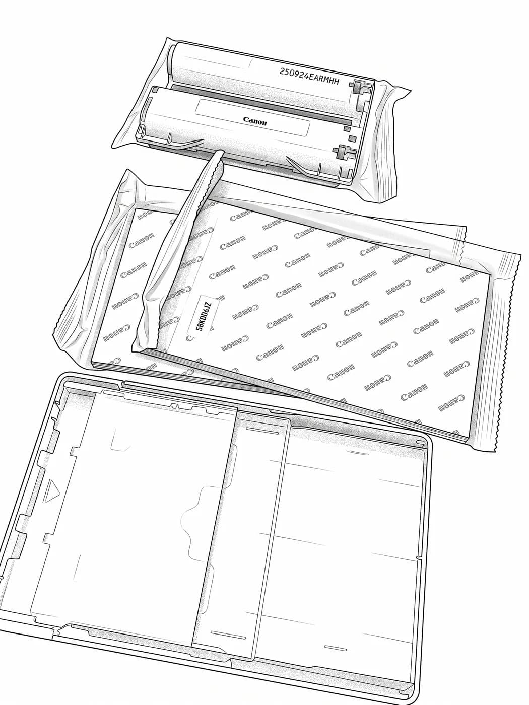 Canon Tintenkassette, Papierpaket und Papierkassette des SELPHY CP1500