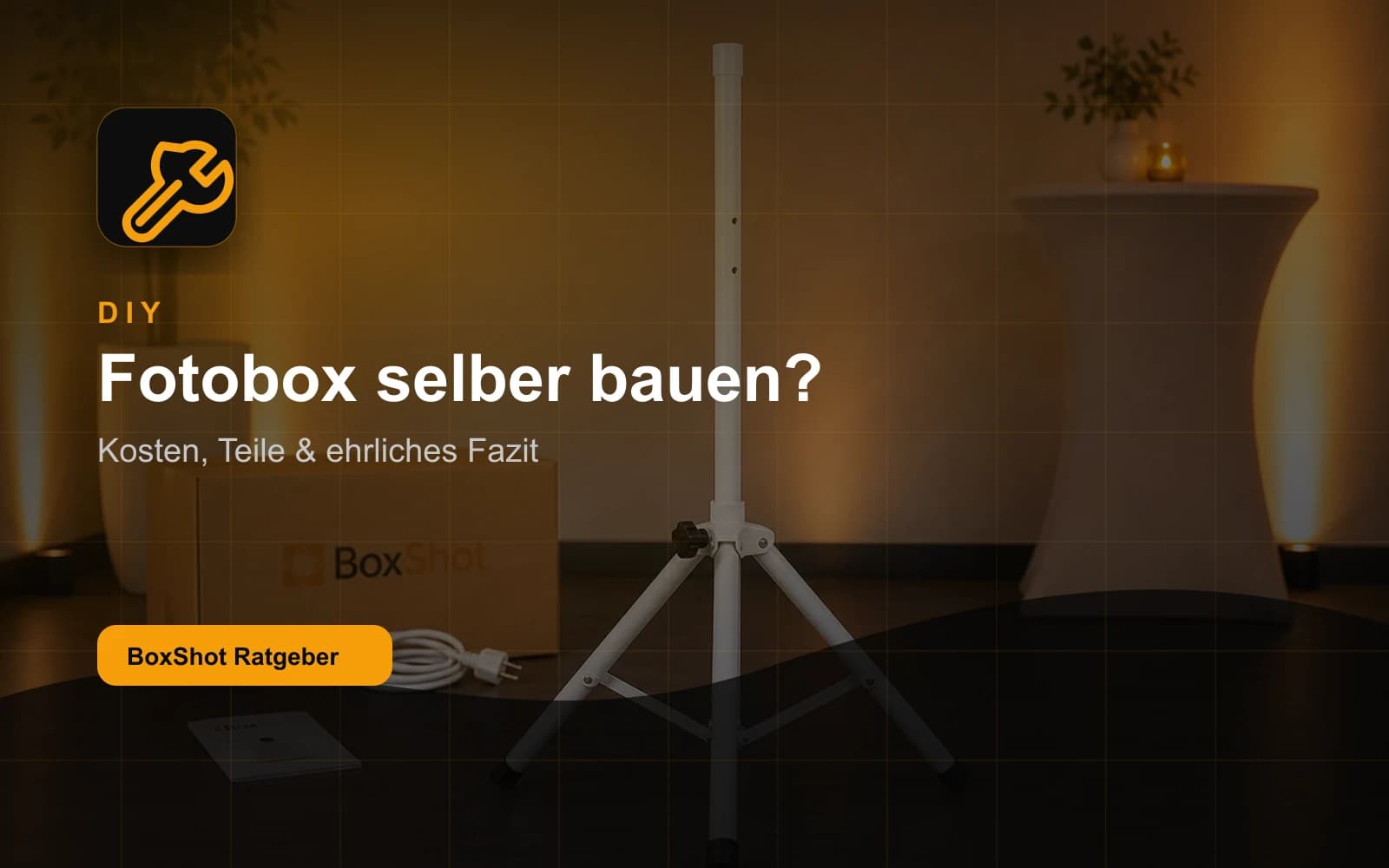 Ratgeber-Bild zur DIY-Fotobox mit Stativ und BoxShot Karton